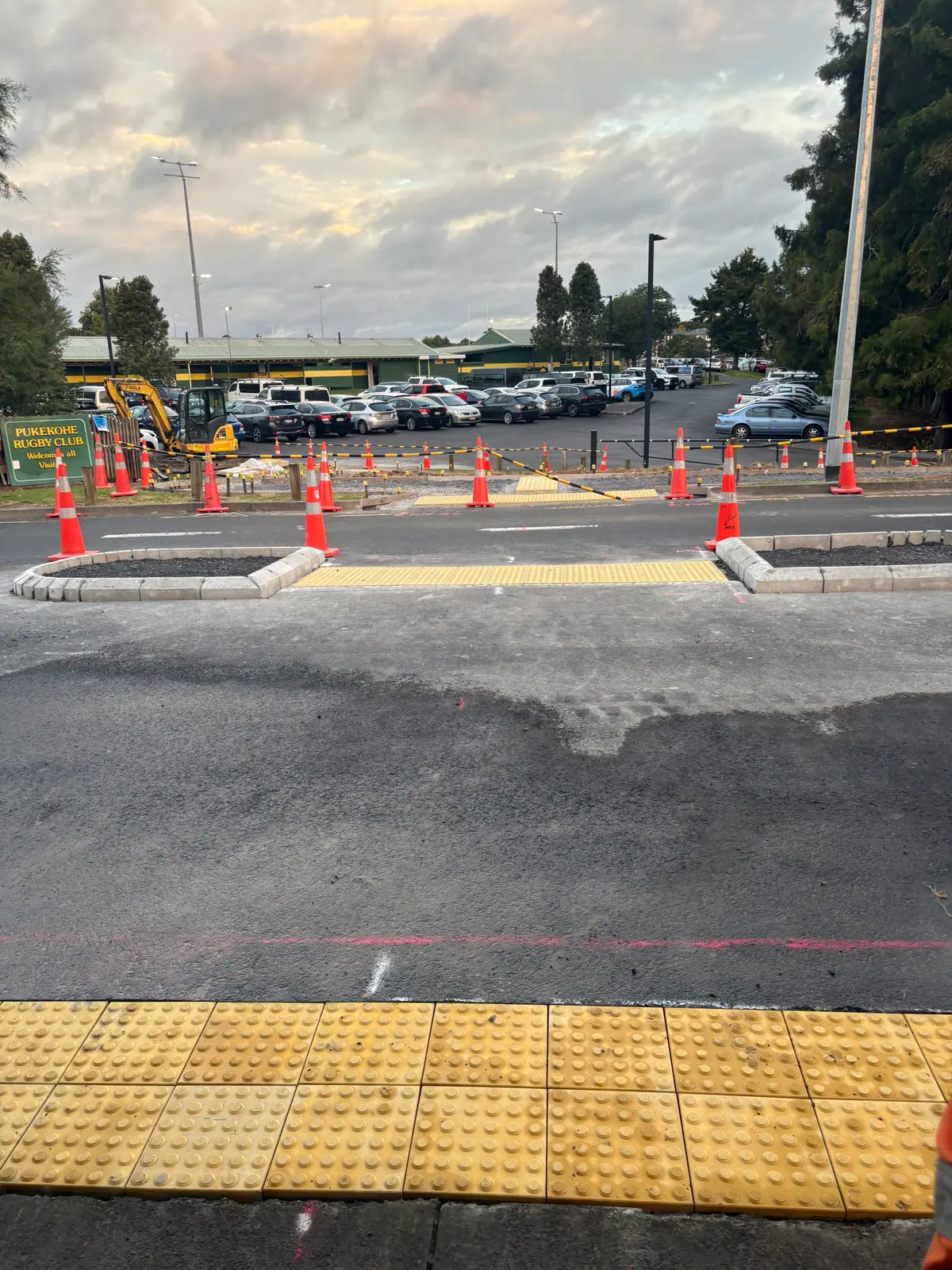 Reynolds Road Refuge Crossing, Pukekohe, Auckland, during construction