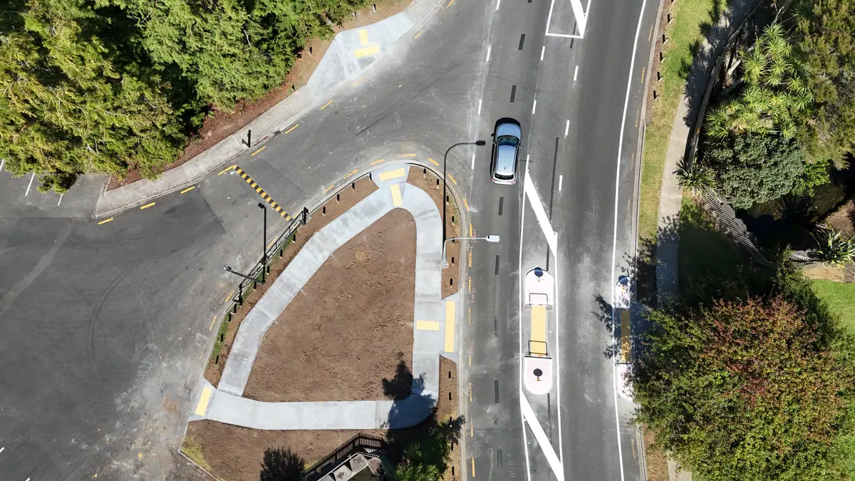 Reynolds Road Refuge Crossing, Pukekohe, Auckland, after