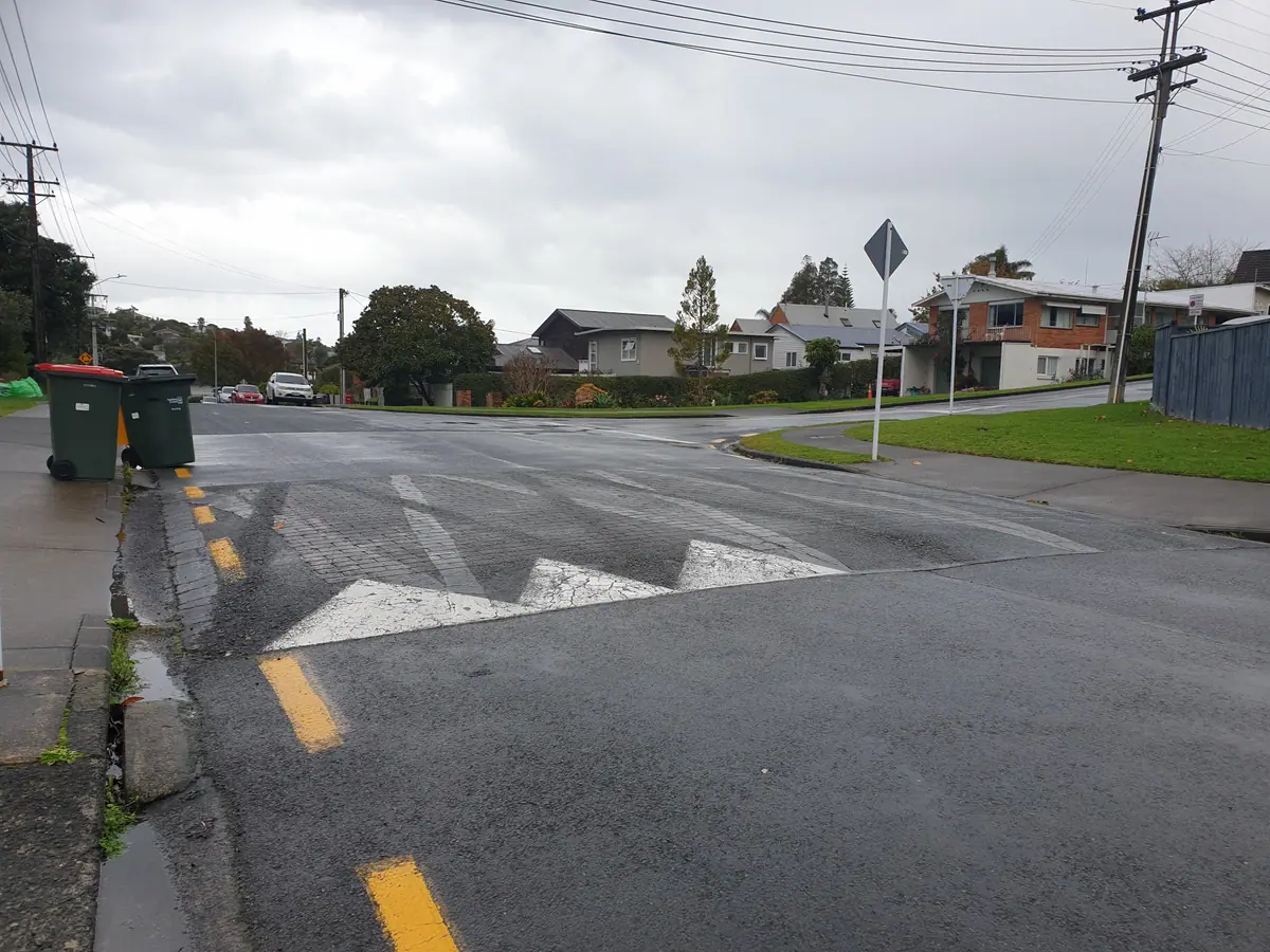Saddleback Rise Raised Pedestrian Crossing, Murrays Bay, Auckland, before