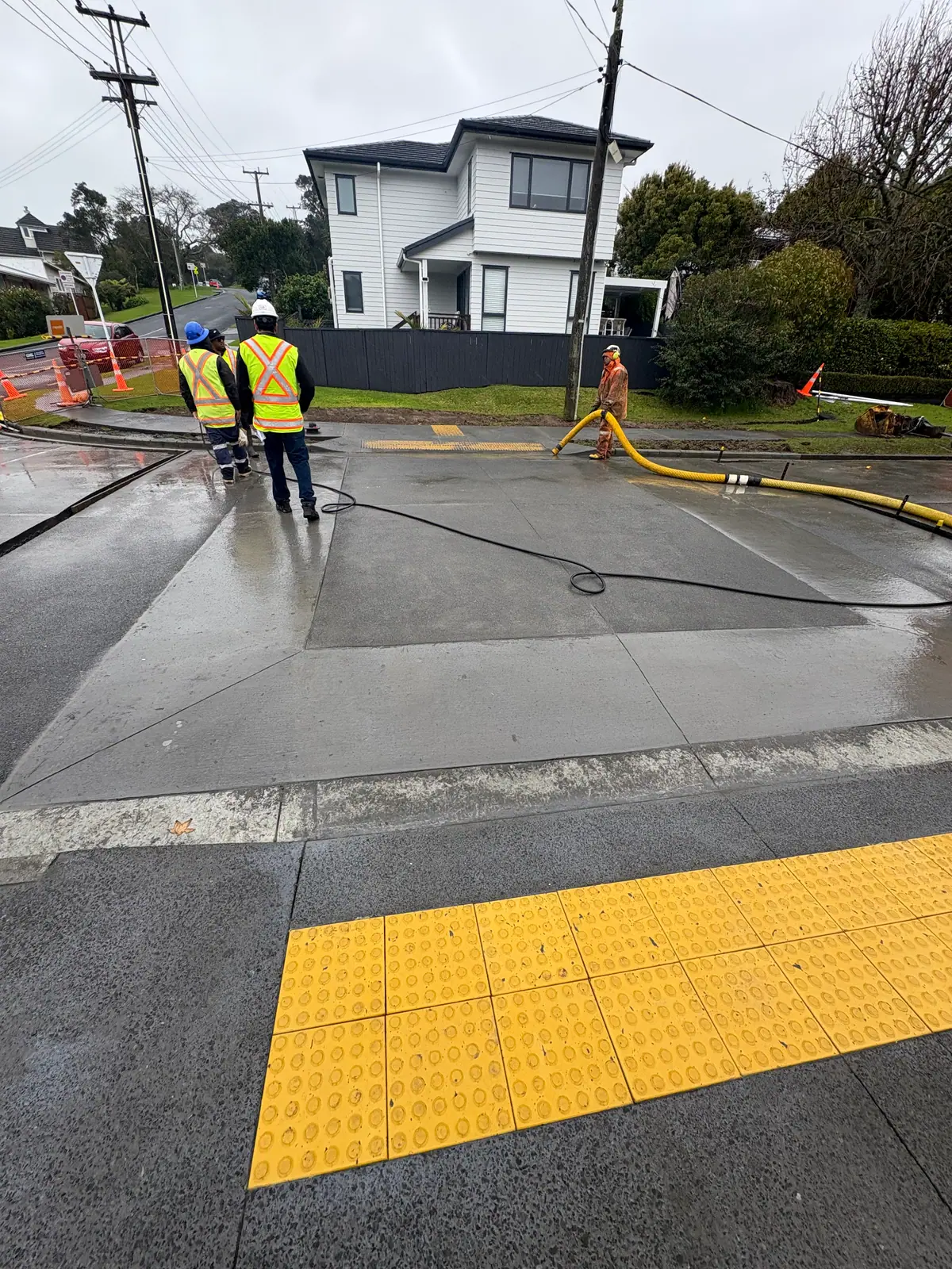 Saddleback Rise Raised Pedestrian Crossing, Murrays Bay, Auckland, during construction