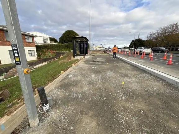 St Heliers Bay Road-St Johns Road Intersection Improvements, St Heliers, Auckland, during construction